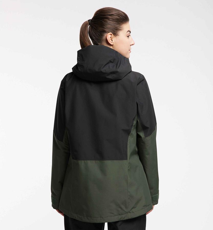 Haglöfs Womens Lumi Ski Jacket Dark Green/Black New Zealand 23641ZFXB